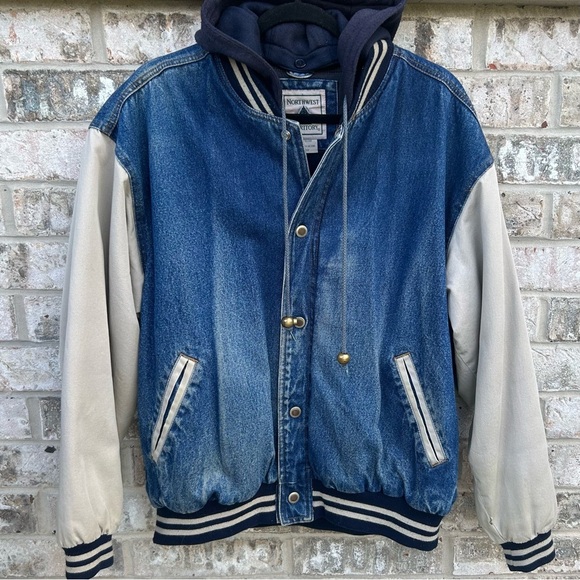 Northwest Denim and Cream Varsity Jacket - Picture 1 of 9